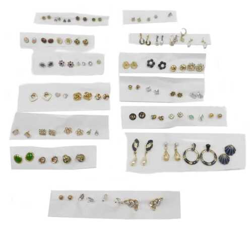 A group of ladies earrings, comprising costume and plated examples, two pairs of 9ct bicolour...