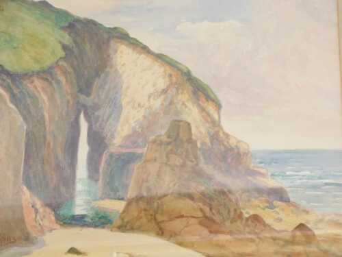 Harry Etchel Binns (1869-1945). Beach scene, watercolour, signed, 33cm x 41cm.