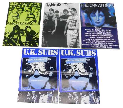 Five various punk posters, to include UK Subs Debut Album Out Now, etc., sold in specialist...
