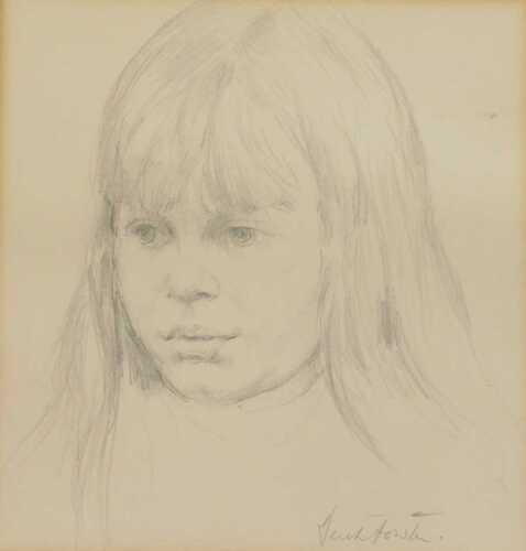 Jack Fowler (20thC). Portrait of a girl, pencil, indistinctly signed, 23cm x 21cm.