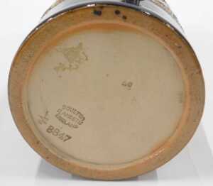 A Doulton Lambeth stoneware jug, of tapering circular form, with silver collar, plain ear handle... - 3