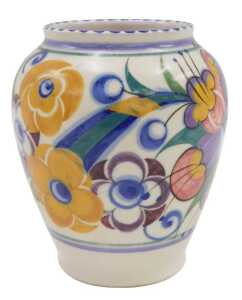 An early 20thC Poole pottery vase, E D Floral pattern, 13cm high.