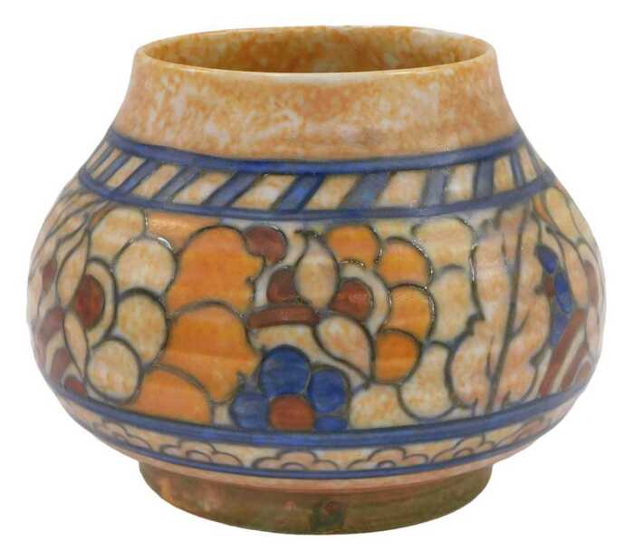 A Crown Ducal Charlotte Rhead pottery Byzantine pattern vase, of squat circular bellied form,...