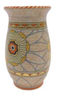 A Crown Ducal Charlotte Rhead pottery Rhodian pattern vase, numbered (probably) 124, 22cm high.