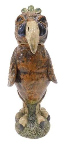 A late 20thC Martin Brothers style Studio pottery Wally bird, with removable head, in standing...