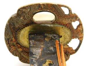 A 20thC Japanese Tanto, the tsuka wrapped in ray skin, and bound with cord, the copper habaki... - 11