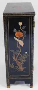 A Chinese black lacquer cabinet, of rectangular form, decorated with flowers, and overlaid in... - 4