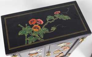 A Chinese black lacquer cabinet, of rectangular form, decorated with flowers, and overlaid in... - 5