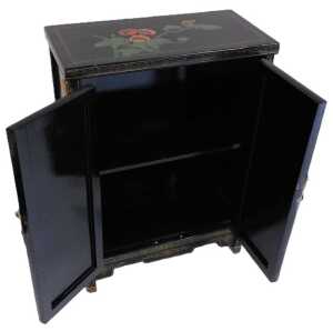 A Chinese black lacquer cabinet, of rectangular form, decorated with flowers, and overlaid in... - 6