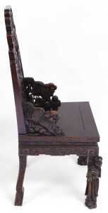 A pair Kang (? JBI please confirm) dynasty late 19thC Chinese carved hardwood Armchairs, with a... - 6