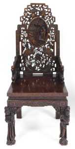 A pair Kang (? JBI please confirm) dynasty late 19thC Chinese carved hardwood Armchairs, with a... - 9