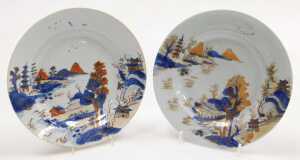 A late 18th/early 19thC Chinese Imari part dinner service, decorated with a river and mountain... - 2
