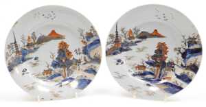 A late 18th/early 19thC Chinese Imari part dinner service, decorated with a river and mountain... - 9
