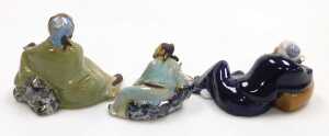 Assorted Chinese Shiwan mudman figures, including a sitar player, fisherman, street sellers, etc.... - 3