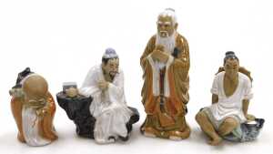 Assorted Chinese Shiwan mudman figures, including a sitar player, fisherman, street sellers, etc.... - 5