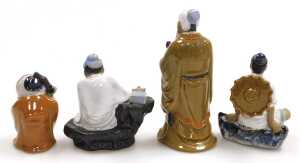Assorted Chinese Shiwan mudman figures, including a sitar player, fisherman, street sellers, etc.... - 6