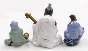 Assorted Chinese Shiwan mudman figures, including a sitar player, fisherman, street sellers, etc.... - 9