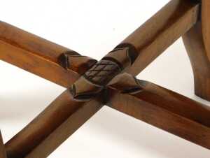 A pair of Chinese hardwood urn stands, the top inset with circular red marble, over fretwork... - 4