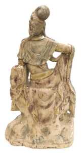 A Qing Dynasty 19thC Chinese wooden figure of Guanyin, modelled seated upon a rocky base,... - 3