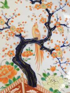 A Japanese Meiji period porcelain Imari charger, decorated with birds in a garden, with a prunus... - 2