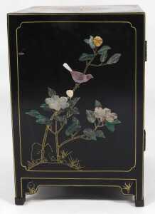 A Chinese black lacquered cupboard, of rectangular form, with floral and foliate scroll... - 4
