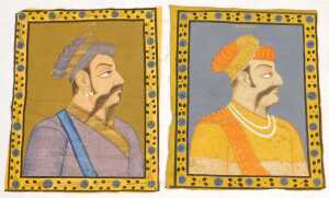 Mughal School (20thC). A pair of portraits of noble gentlemen, head and shoulders, facing right,...