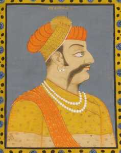 Mughal School (20thC). A pair of portraits of noble gentlemen, head and shoulders, facing right,... - 3