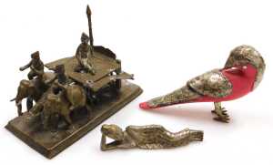 A group of Asian metalwares, including a Turkish coffee pot, two cast metal figures of Buddha, a... - 5