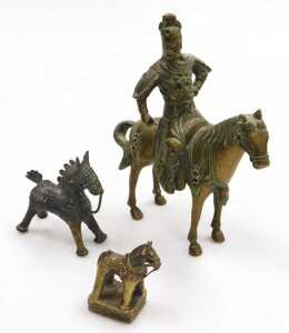 A group of Asian metalwares, including a Turkish coffee pot, two cast metal figures of Buddha, a... - 7