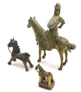 A group of Asian metalwares, including a Turkish coffee pot, two cast metal figures of Buddha, a... - 8