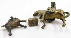 A group of Asian metalwares, including a Turkish coffee pot, two cast metal figures of Buddha, a... - 9