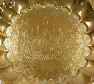 An early 20thC Indian brass charger, engraved centrally with a maharajah and maharani, within a... - 3