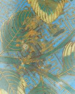 A late 19thC Chinese turquoise cloisonne enamel and ormolu mounted table lamp, of pear shaped... - 10