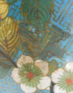 A late 19thC Chinese turquoise cloisonne enamel and ormolu mounted table lamp, of pear shaped... - 11