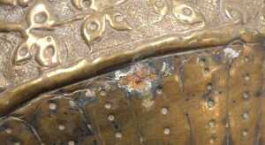 An early 20thC Anglo-Indian brass jardiniere, embossed with flowers and scrolling leaves, raised... - 8