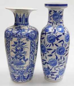 A Chinese blue and white vase, of shouldered tapering form, painted with reserves of birds and...