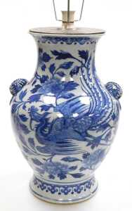 A Chinese Qing Dynasty 19thC blue and white porcelain vase, of baluster form, with butterfly and... - 3