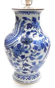 A Chinese Qing Dynasty 19thC blue and white porcelain vase, of baluster form, with butterfly and... - 4