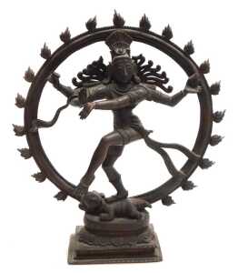 Two Indian bronze figures of Shiva Nataraja, modelled performing the Cosmic Dance within a fiery... - 2