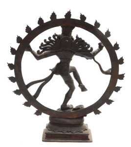 Two Indian bronze figures of Shiva Nataraja, modelled performing the Cosmic Dance within a fiery... - 3