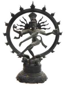 Two Indian bronze figures of Shiva Nataraja, modelled performing the Cosmic Dance within a fiery... - 5