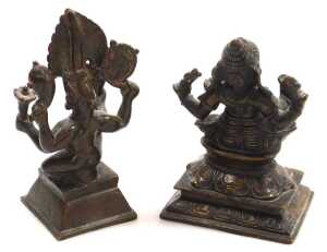 Five Indian bronze figures, including Lord Vishnu, Ganesh, Durga, and Buddha. - 3