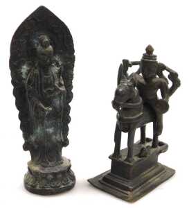 Five Indian bronze figures, including Lord Vishnu, Ganesh, Durga, and Buddha. - 5
