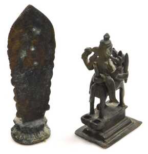 Five Indian bronze figures, including Lord Vishnu, Ganesh, Durga, and Buddha. - 6