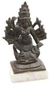 Five Indian bronze figures, including Lord Vishnu, Ganesh, Durga, and Buddha. - 8