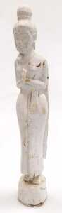 A 20thC Chinese blanc de chine figure of Guanyin, modelled standing holding a lotus flower, 37cm... - 5