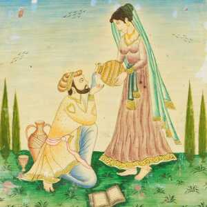 Indian School (20thC). A man and lady undertaking handwashing, watercolour, 27cm x 17cm,... - 2