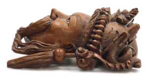An early 20thC Chinese carved hardwood standard lamp arm, carved as a dragon, 61cm high,... - 3