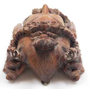 An early 20thC Chinese carved hardwood standard lamp arm, carved as a dragon, 61cm high,... - 4