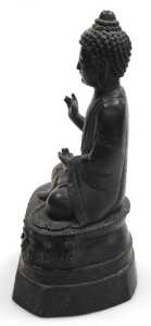 Three 19thC and later bronze figures of Buddha, each modelled seated in the lotus position, two... - 3